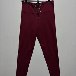 ISSI Maroon Lace-Up Leggings